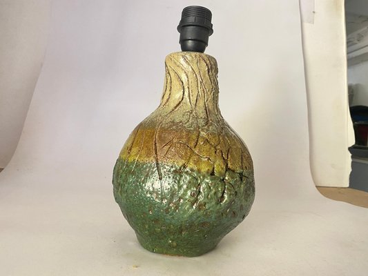 French Pottery Lamp in Green, 1960-UR-1721159