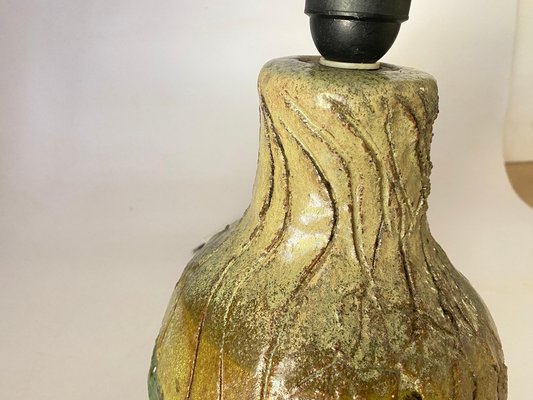 French Pottery Lamp in Green, 1960-UR-1721159