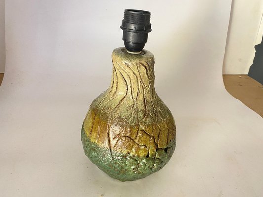 French Pottery Lamp in Green, 1960-UR-1721159