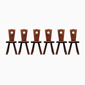 French Provincial Chairs with Oak Armrests, 1960s, Set of 6-KQB-1724709