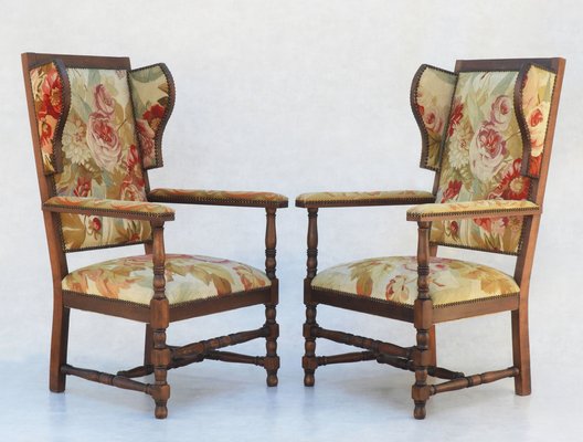 French Provincial Wingback Armchairs, Set of 2-JUA-1410715