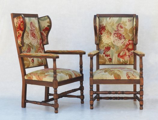 French Provincial Wingback Armchairs, Set of 2-JUA-1410715