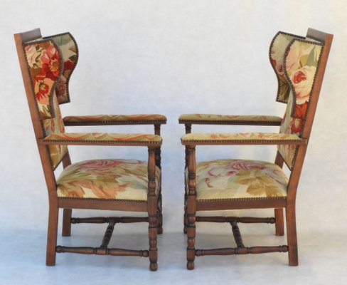 French Provincial Wingback Armchairs, Set of 2-JUA-1410715