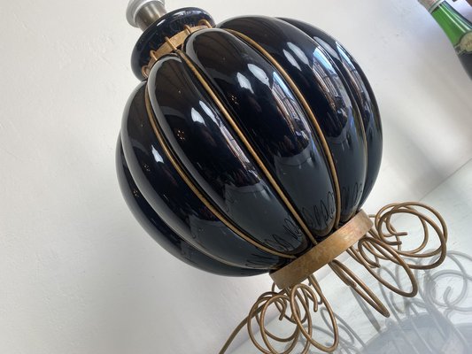 French Pumpkin Shape Ceramic Table Lamp by Robert Kostka, 1970s-WZZ-1194042