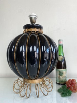 French Pumpkin Shape Ceramic Table Lamp by Robert Kostka, 1970s-WZZ-1194042