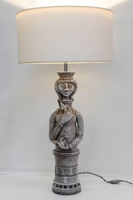 French Queen Table Lamp in Ceramic by André Marchal, 1950s-VRR-303652