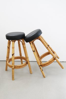 French Rattan and Bamboo Bar Stool, 1950s-FJP-2032222