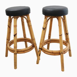 French Rattan and Bamboo Bar Stool, 1950s-FJP-2032222