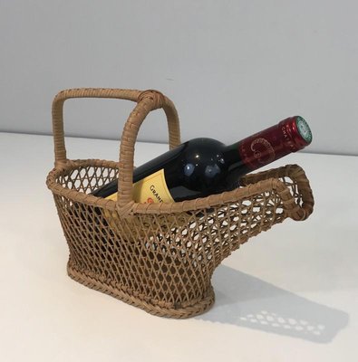 French Rattan Bottle Holder, 1970s-BA-699489