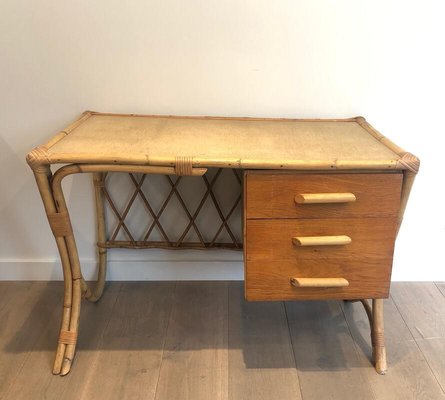 French Rattan Desk, 1970s-BA-910108