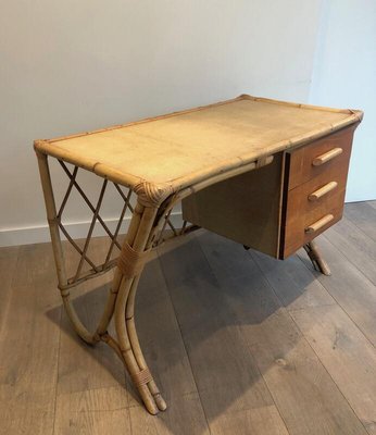 French Rattan Desk, 1970s-BA-910108