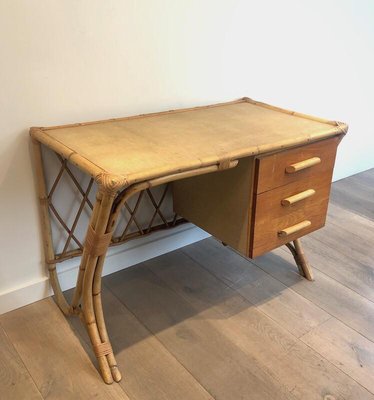 French Rattan Desk, 1970s-BA-910108