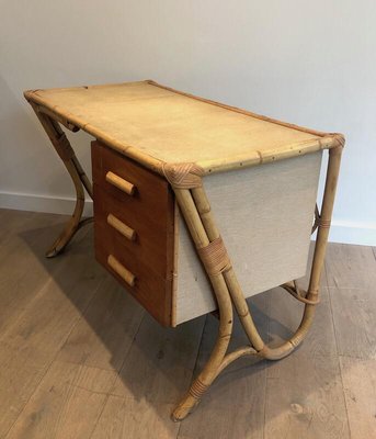 French Rattan Desk, 1970s-BA-910108