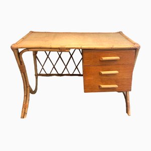 French Rattan Desk, 1970s-BA-910108