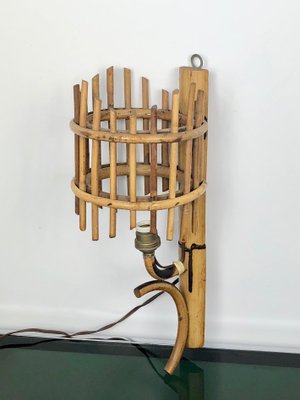 French Rattan Lantern Sconces Attributed to Louis Sognot, 1960s-LYQ-1171598