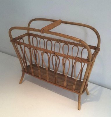 French Rattan Magazine Rack, 1960s-BA-658620