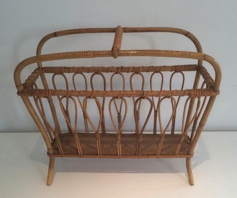 French Rattan Magazine Rack, 1960s-BA-658620