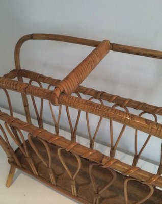 French Rattan Magazine Rack, 1960s-BA-658620