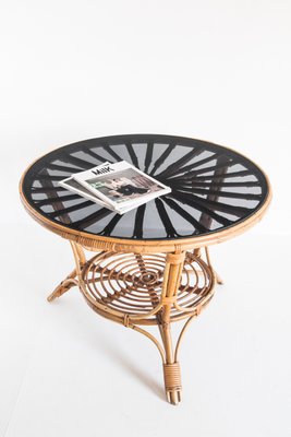 French Rattan Side Table, 1960s-ZFJ-784377