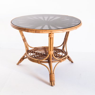 French Rattan Side Table, 1960s-ZFJ-784377