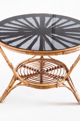 French Rattan Side Table, 1960s-ZFJ-784377