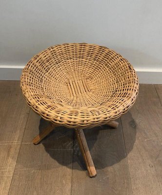 French Rattan Stools, 1970s, Set of 2-BA-926127