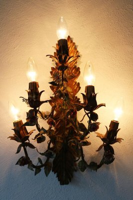 French Regency Style Wall Lamp with Florentine Flowers from Kögl, Italy, 1970s-FJP-1801603