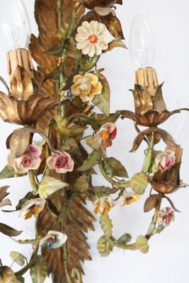 French Regency Style Wall Lamp with Florentine Flowers from Kögl, Italy, 1970s-FJP-1801603