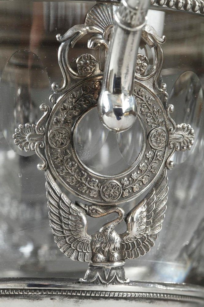 French Restoration Era Silver and Crystal Candy Dish