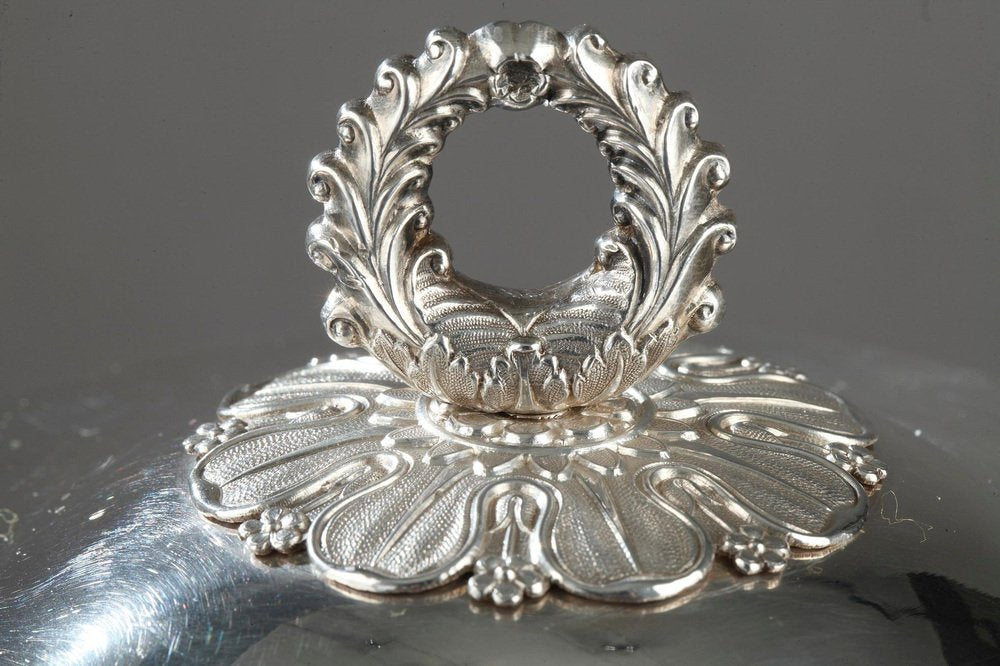 French Restoration Era Silver and Crystal Candy Dish