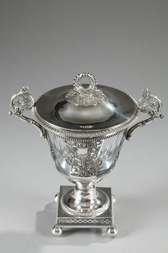 French Restoration Era Silver and Crystal Candy Dish