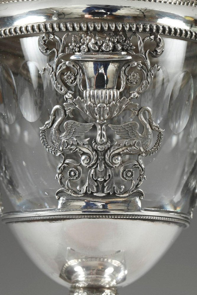 French Restoration Era Silver and Crystal Candy Dish