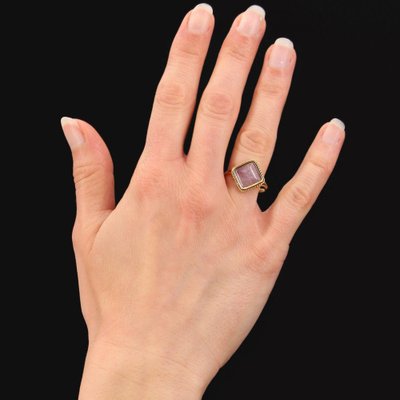 French Ring in 18K Yellow Gold with Amethyst, 1900s-OLU-1260300