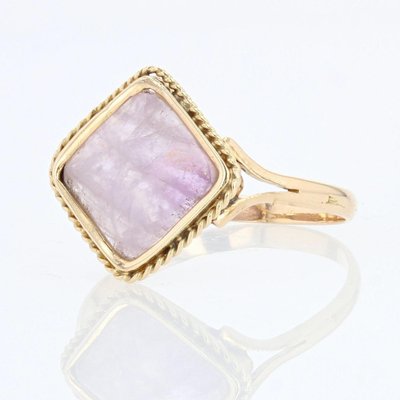 French Ring in 18K Yellow Gold with Amethyst, 1900s-OLU-1260300