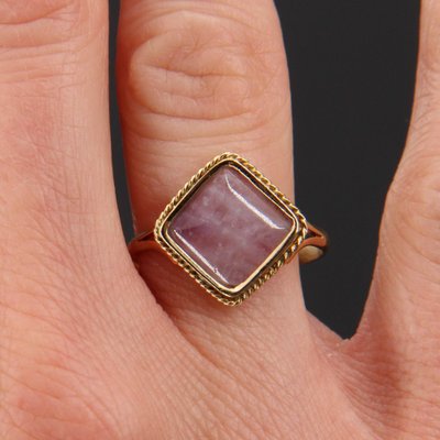 French Ring in 18K Yellow Gold with Amethyst, 1900s-OLU-1260300