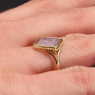 French Ring in 18K Yellow Gold with Amethyst, 1900s-OLU-1260300