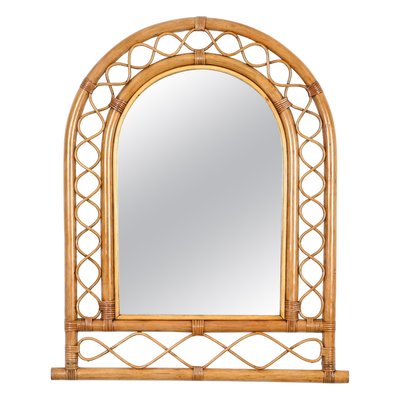 French Riviera Arc Mirror in Rattan, Wicker and Bamboo, Italy, 1960s-JDR-1732622