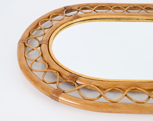 French Riviera Arc Mirror in Rattan, Wicker and Bamboo, Italy, 1960s-JDR-1732622