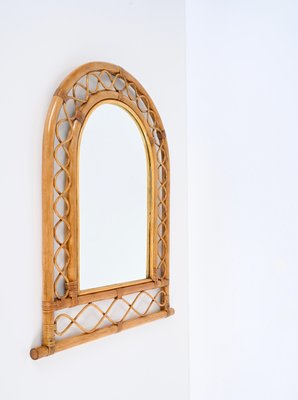 French Riviera Arc Mirror in Rattan, Wicker and Bamboo, Italy, 1960s-JDR-1732622