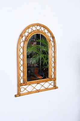 French Riviera Arc Mirror in Rattan, Wicker and Bamboo, Italy, 1960s-JDR-1732622