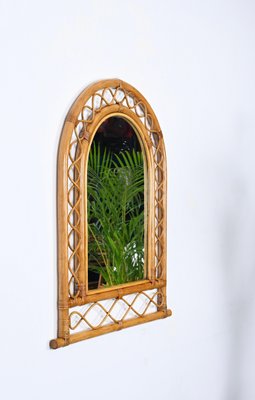 French Riviera Arc Mirror in Rattan, Wicker and Bamboo, Italy, 1960s-JDR-1732622