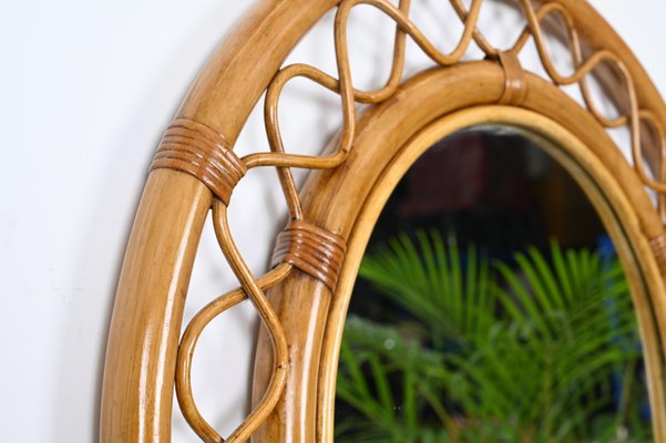 French Riviera Arc Mirror in Rattan, Wicker and Bamboo, Italy, 1960s-JDR-1732622