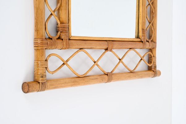 French Riviera Arc Mirror in Rattan, Wicker and Bamboo, Italy, 1960s-JDR-1732622