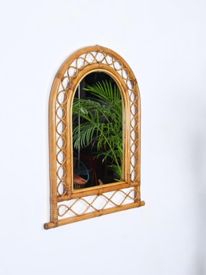 French Riviera Arc Mirror in Rattan, Wicker and Bamboo, Italy, 1960s-JDR-1732622