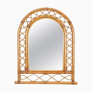 French Riviera Arc Mirror in Rattan, Wicker and Bamboo, Italy, 1960s-JDR-1732622