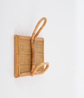 French Riviera Coat Hooks in Rattan and Bamboo, 1960s, Set of 2-JDR-1783060