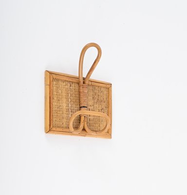 French Riviera Coat Hooks in Rattan and Bamboo, 1960s, Set of 2-JDR-1783060