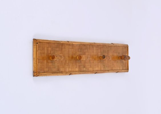 French Riviera Coat Rack in Wicker, Rattan and Bamboo, Italy, 1960s-JDR-1719005