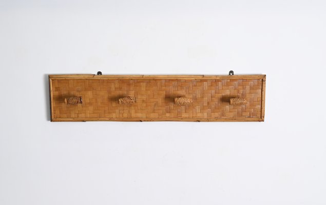 French Riviera Coat Rack in Wicker, Rattan and Bamboo, Italy, 1960s-JDR-1719005