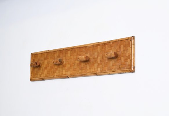 French Riviera Coat Rack in Wicker, Rattan and Bamboo, Italy, 1960s-JDR-1719005